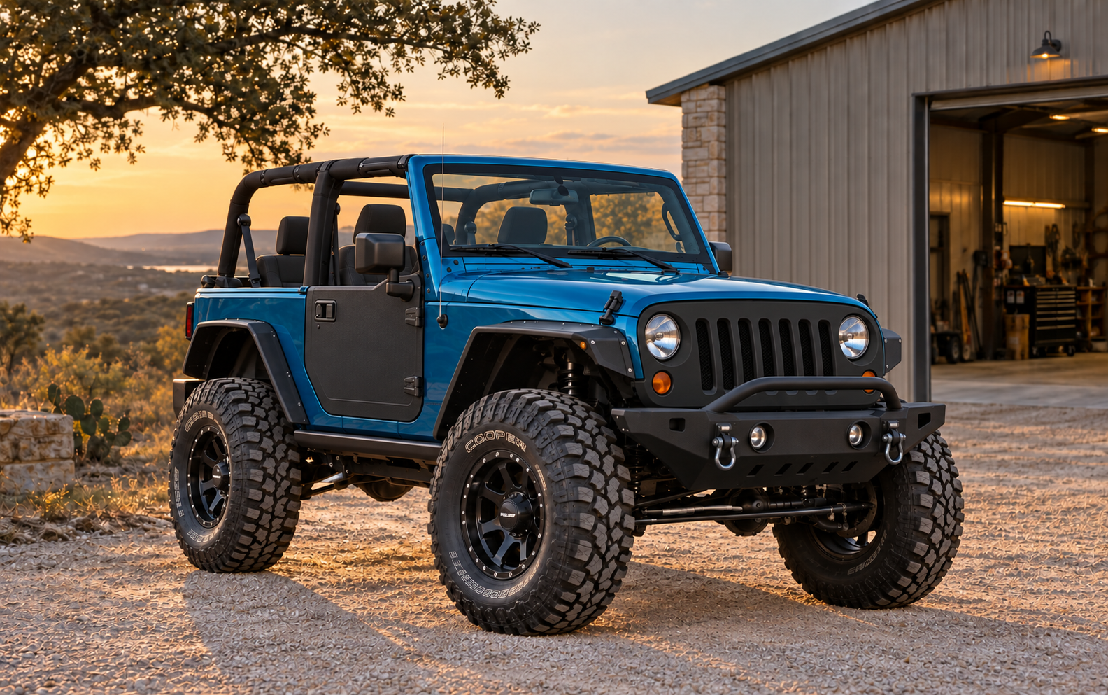 AI-generated illustrative placeholder for Blucifer; not an actual vehicle photograph